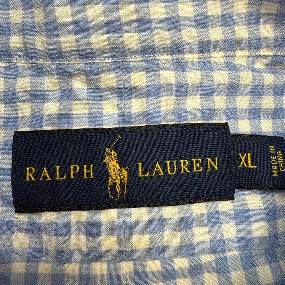 Polo Ralph Lauren Shirt Mens XL Blue White Gingham Check Poplin Preppy Heritage